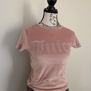 Juicy Couture lounge rhinestone pink velour baby tee